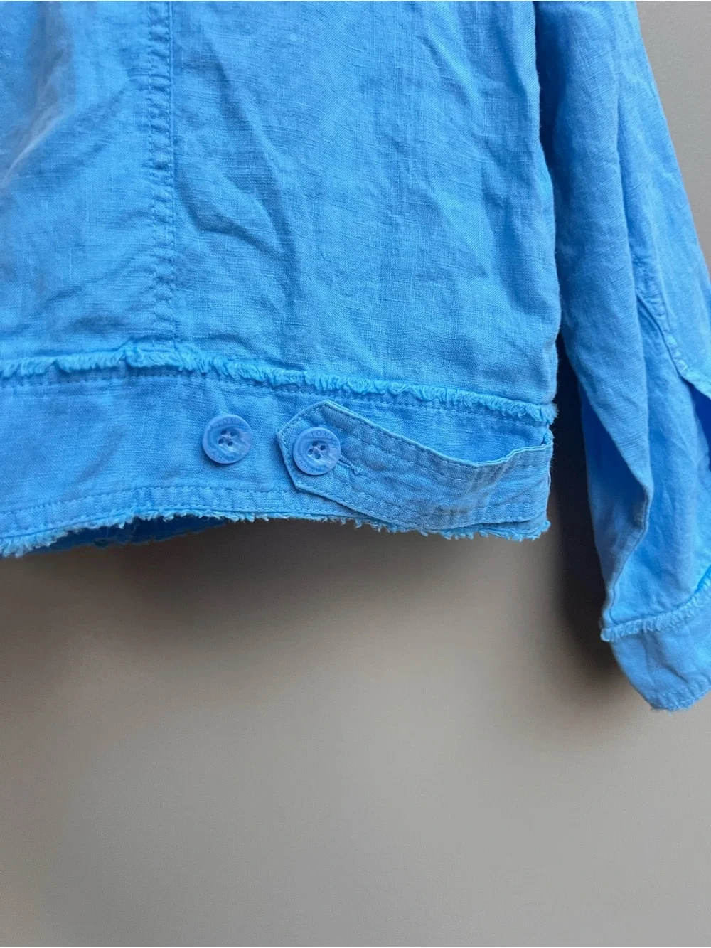 Tommy Bahama XL 100% Linen Blue Frayed Quiet Chic Coastal Jacket Casual Travel